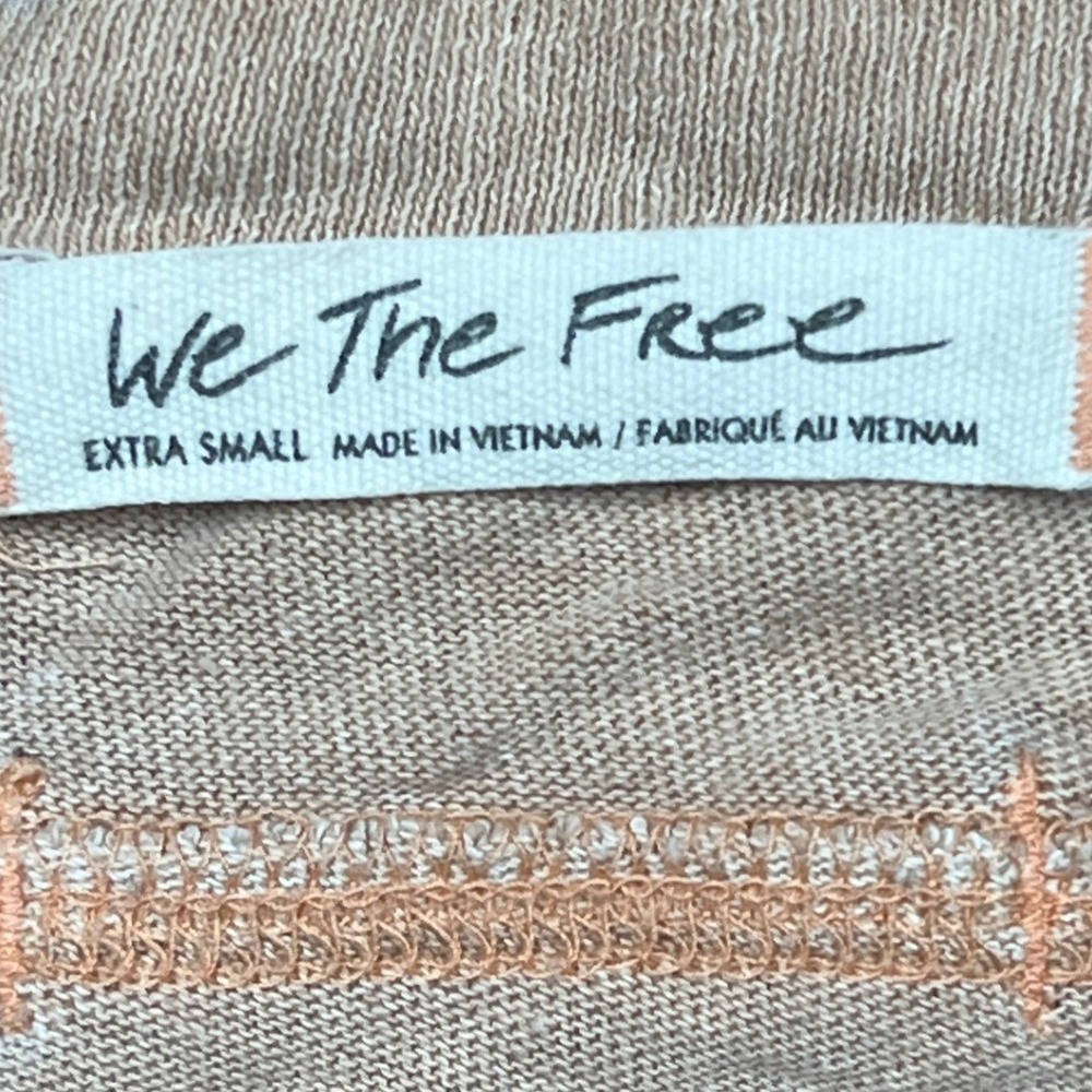 Free People We The Free Tee XS Boxy Cropped Raw Hem Coral Boho Minimalist - Picture 2 of 6
